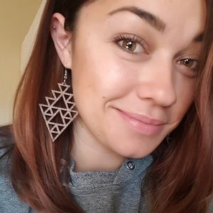 Large Triangles Lasercut Wood Earrings